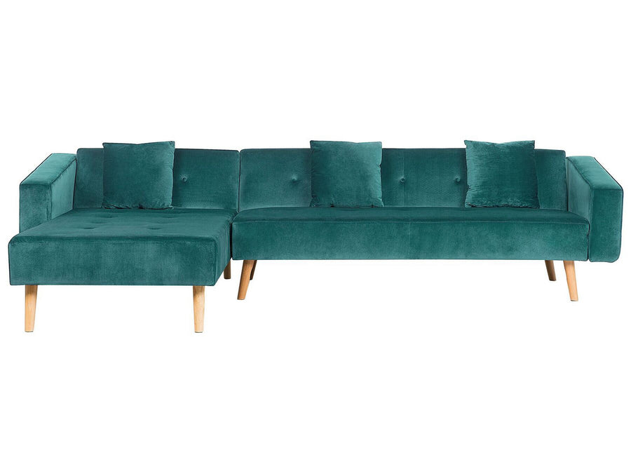 Corner Sofa Vadso Emerald Green Velvet Right Hand