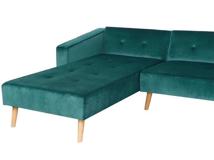 Corner Sofa Vadso Emerald Green Velvet Right Hand