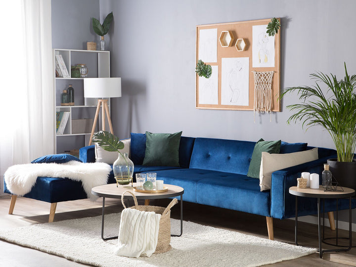 Corner Sofa Vadso Navy Blue Velvet Right Hand