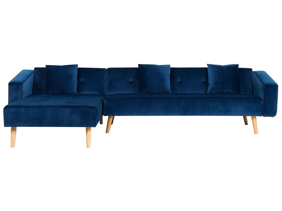 Corner Sofa Vadso Navy Blue Velvet Right Hand
