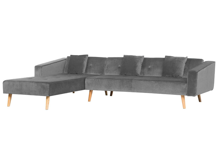Vadso Right Hand Velvet Corner Sofa Bed Grey
