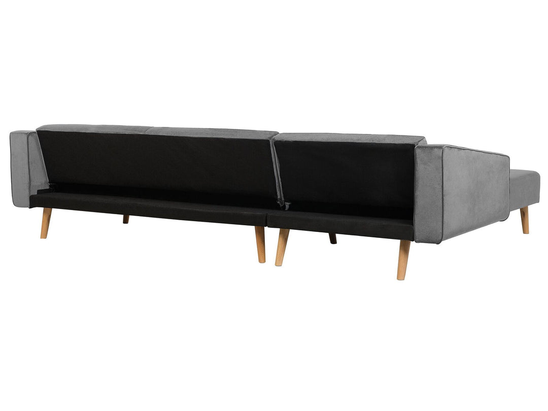 Vadso Right Hand Velvet Corner Sofa Bed Grey