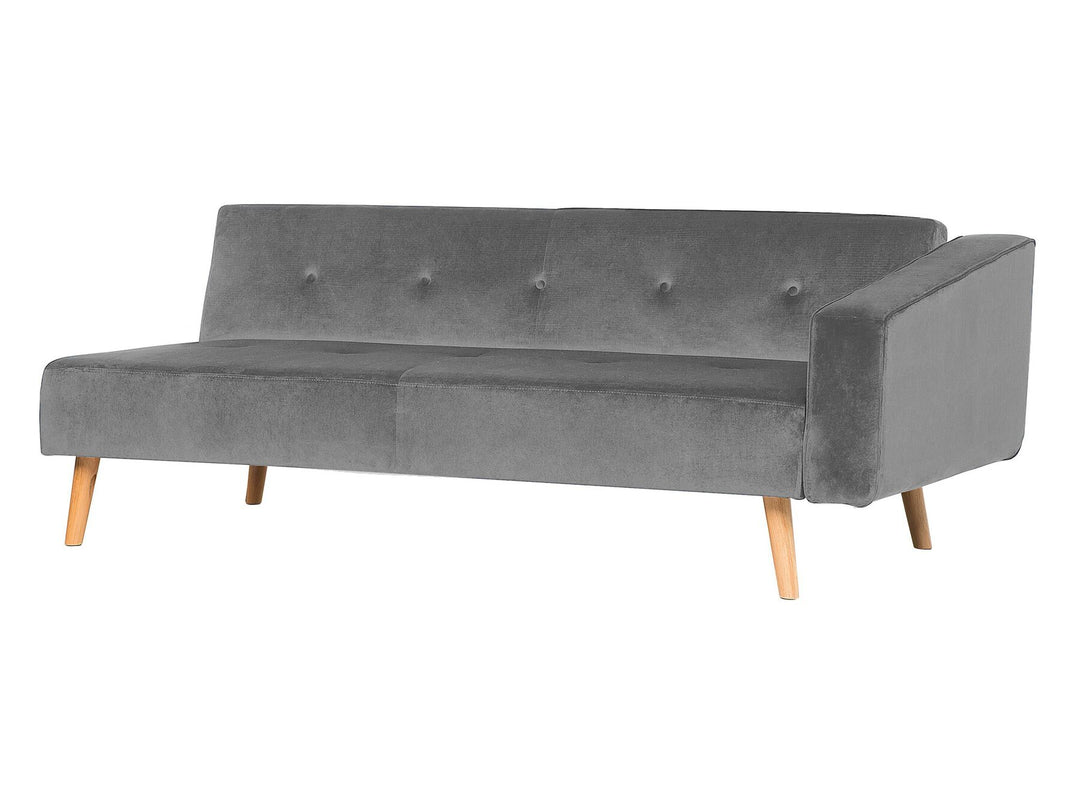 Vadso Right Hand Velvet Corner Sofa Bed Grey