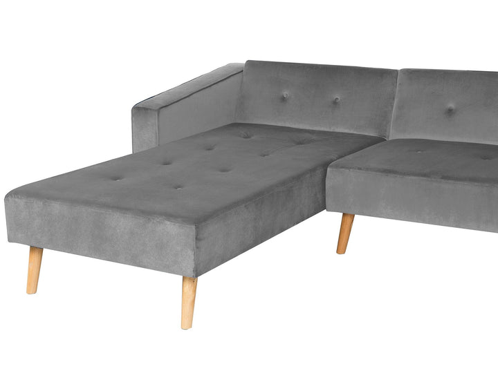 Vadso Right Hand Velvet Corner Sofa Bed Grey