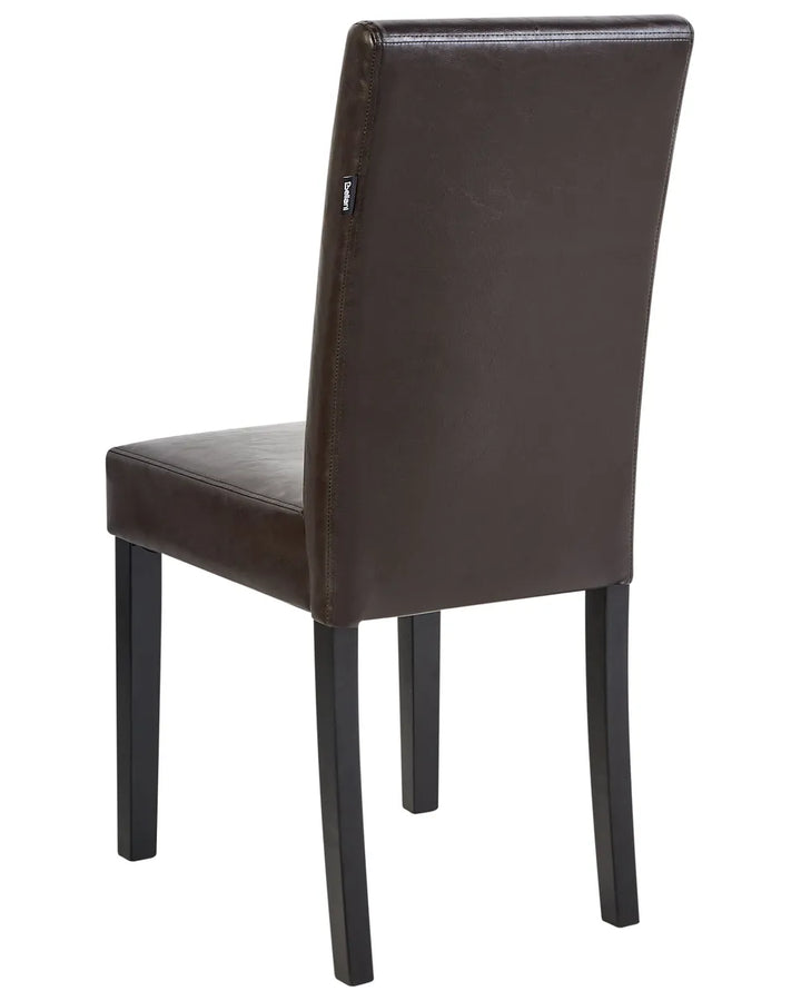 Set of 2 Dining Chairs Faux Leather Dark Brown Celine