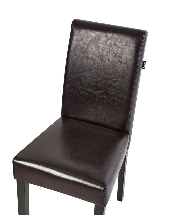 Set of 2 Dining Chairs Faux Leather Dark Brown Celine