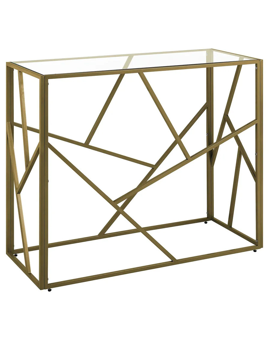 Console Table Glass Gold Elegant Design Fornix