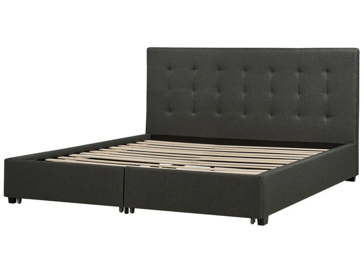 Bed with Storage Drawers Fabric 180 x 200 cm (EU Super King) Dark Grey Nancy
