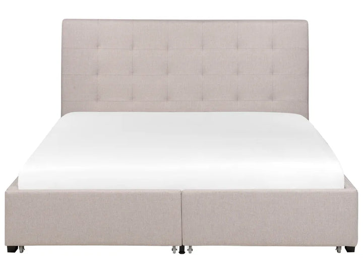 Bed with Storage Drawers Fabric 160 x 200 cm (EU King Size) Light Grey Nancy