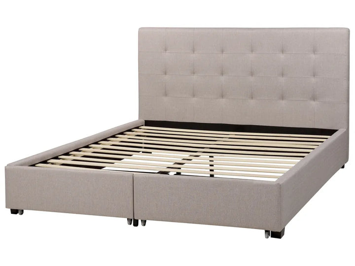 Bed with Storage Drawers Fabric 160 x 200 cm (EU King Size) Light Grey Nancy