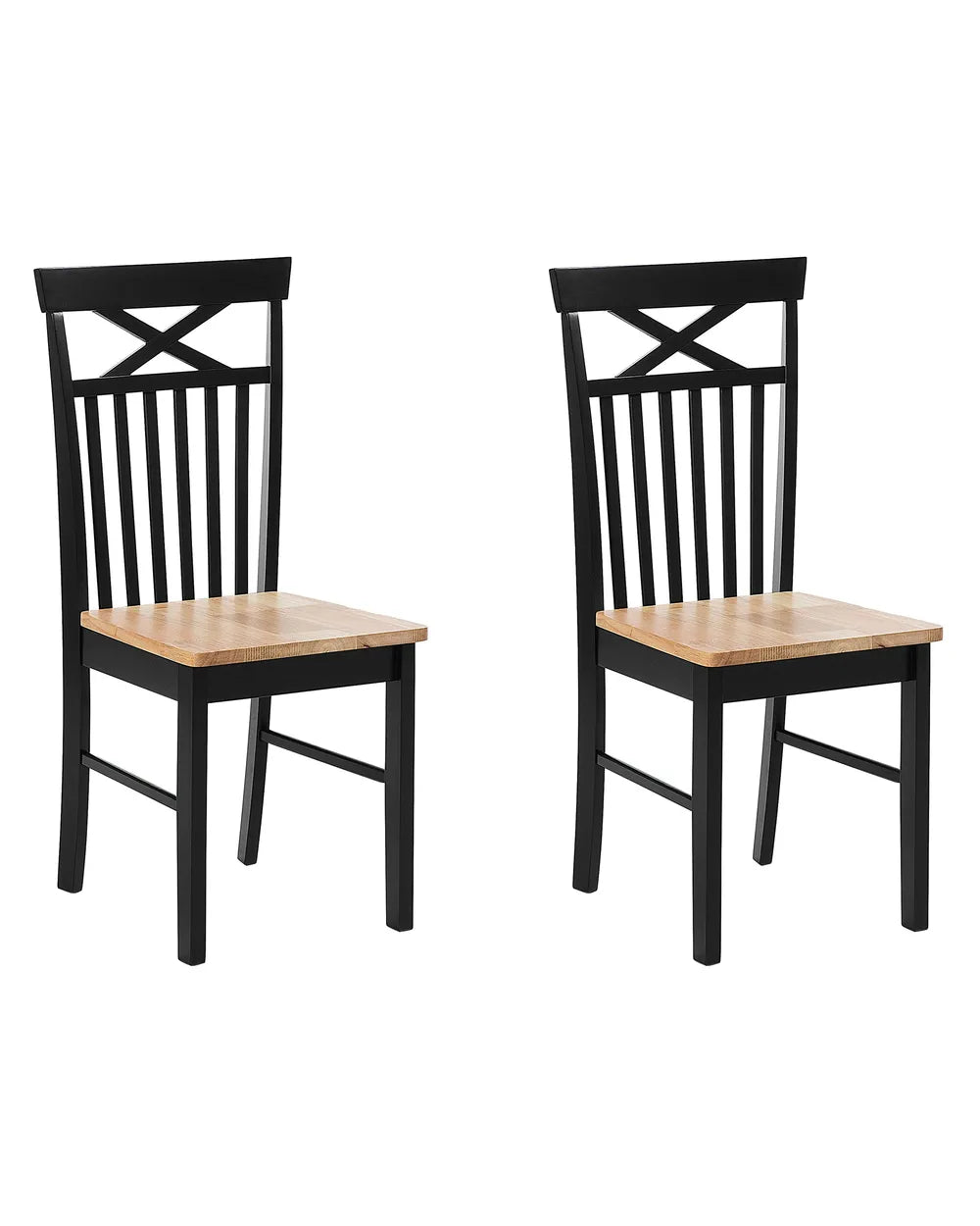 Set of 2 Dining Chairs Wood Black Kris