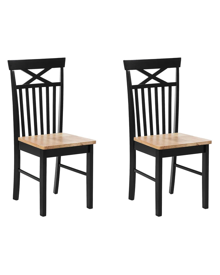 Set of 2 Dining Chairs Wood Black Kris