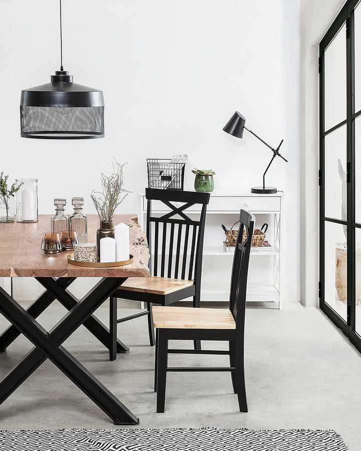 Set of 2 Dining Chairs Wood Black Orelle