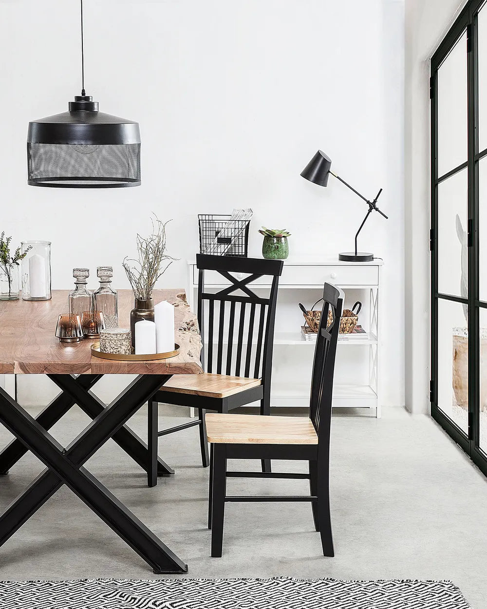 Set of 2 Dining Chairs Wood Black Kris