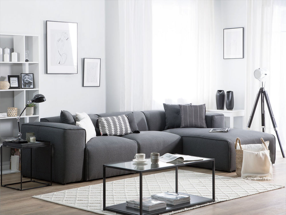 Dolva Left Hand Fabric Corner Sofa Dark Grey