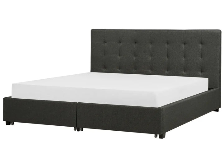Bed with Storage Drawers Fabric 180 x 200 cm (EU Super King) Dark Grey Nancy