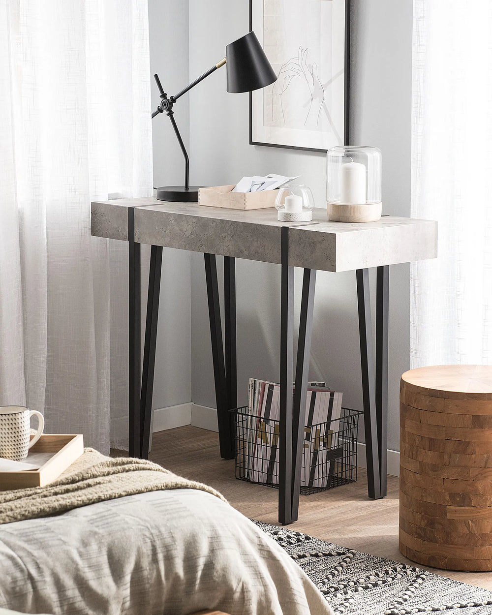 Console Table Grey Concrete Effect Self-Sufficient Assembly Lurano