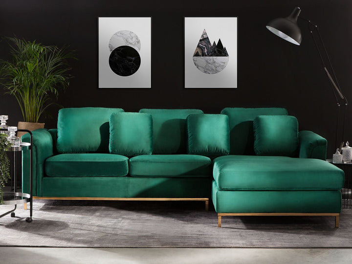 Oslo Left Hand Velvet Corner Sofa Emerald Green