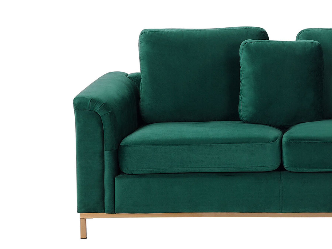 Oslo Left Hand Velvet Corner Sofa Emerald Green