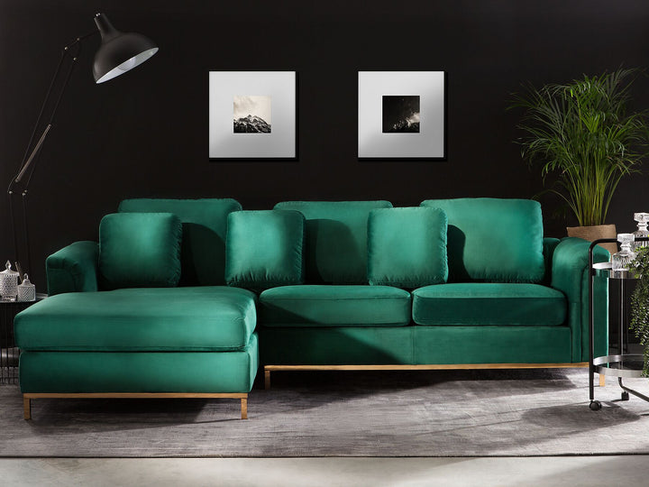 Oslo Right Hand Velvet Corner Sofa Emerald Green