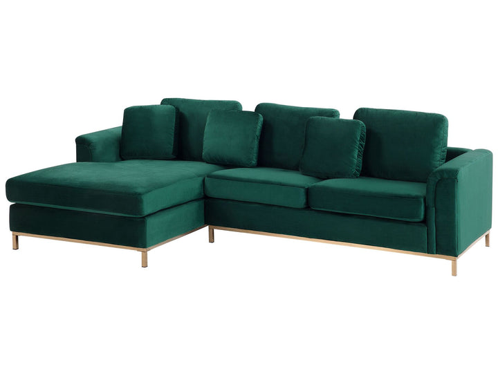 Oslo Right Hand Velvet Corner Sofa Emerald Green