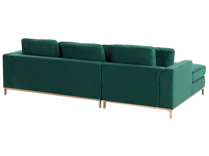 Oslo Right Hand Velvet Corner Sofa Emerald Green