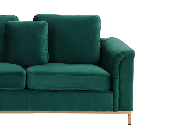 Oslo Right Hand Velvet Corner Sofa Emerald Green