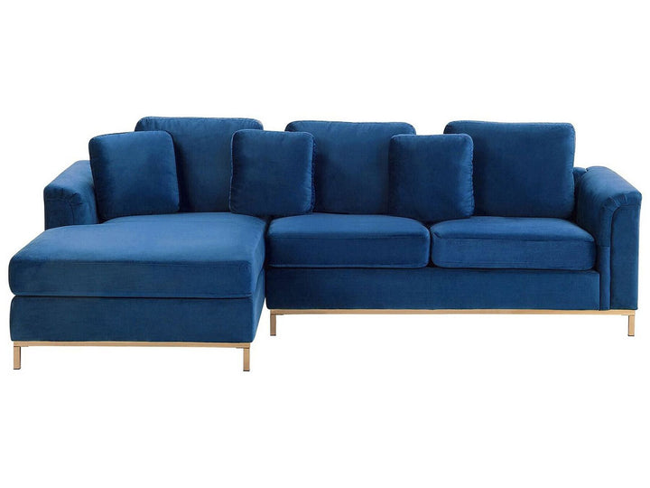 Oslo Right Hand Velvet Corner Sofa Navy Blue