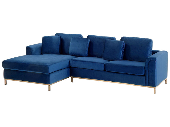 Oslo Right Hand Velvet Corner Sofa Navy Blue