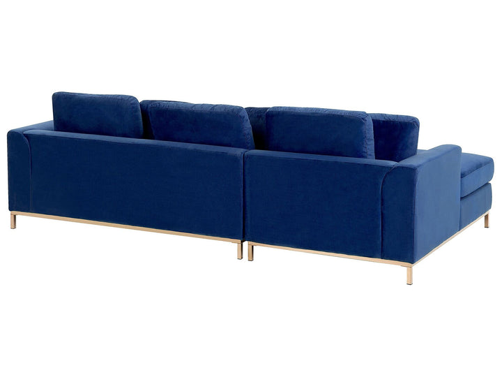 Oslo Right Hand Velvet Corner Sofa Navy Blue