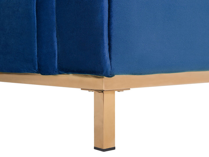 Oslo Right Hand Velvet Corner Sofa Navy Blue