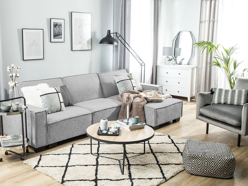 Romedal Left Hand Fabric Corner Sofa Bed Light Grey