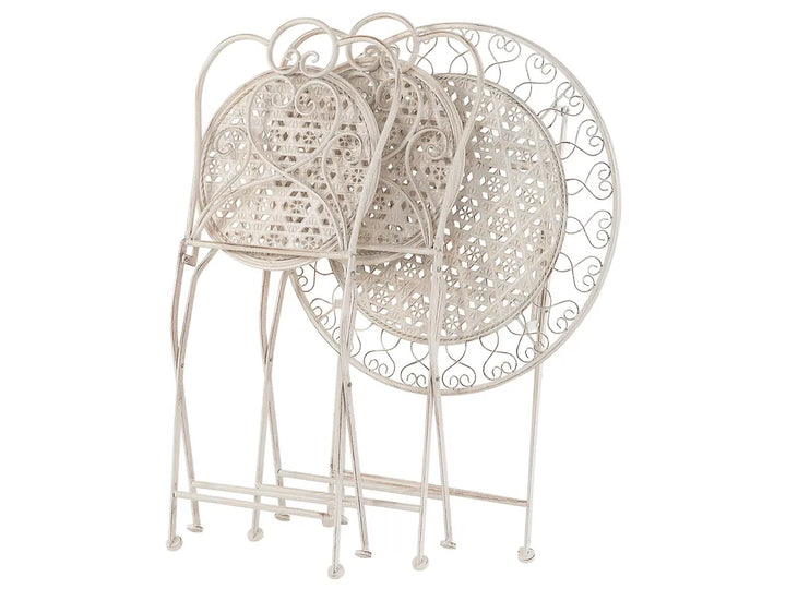 Bistro Set Folding Metal Light Beige Gideon