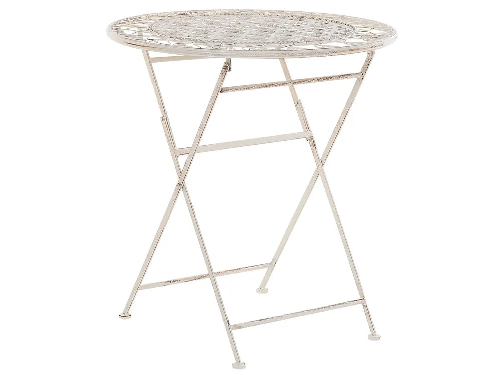 Bistro Set Folding Metal Light Beige Gideon