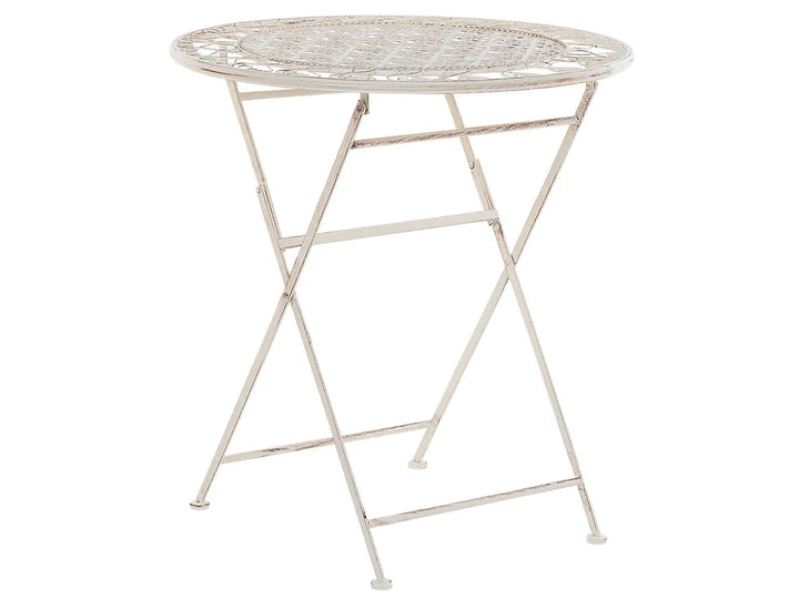 Bistro Set Folding Metal Light Beige Gideon