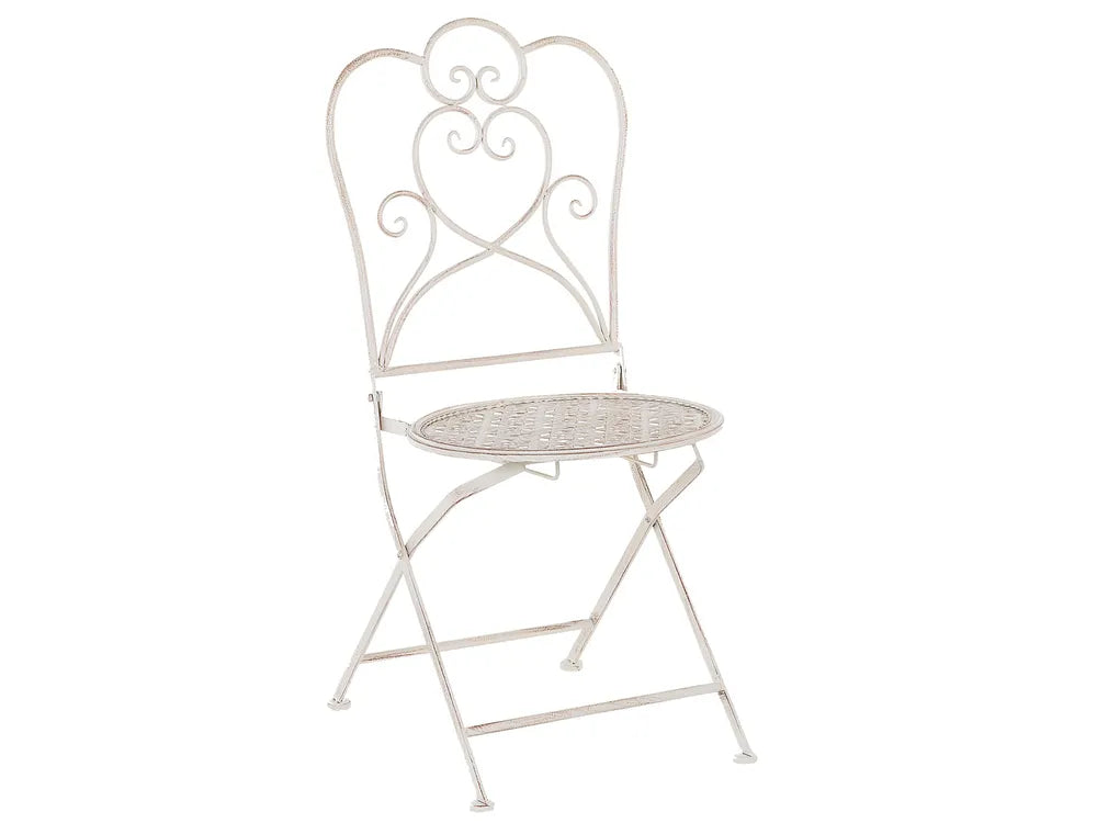 Bistro Set Folding Metal Light Beige Gideon