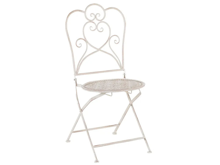 Bistro Set Folding Metal Light Beige Gideon