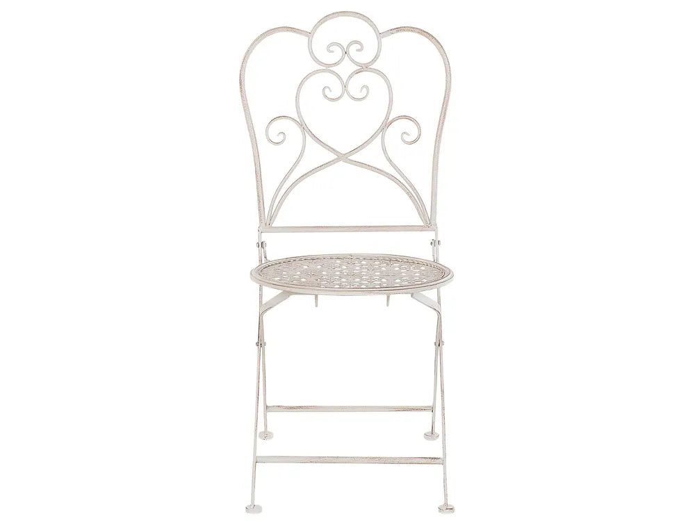 Bistro Set Folding Metal Light Beige Gideon