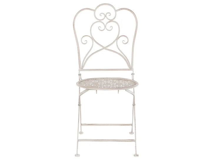 Bistro Set Folding Metal Light Beige Gideon