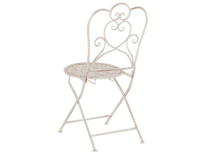 Bistro Set Folding Metal Light Beige Gideon