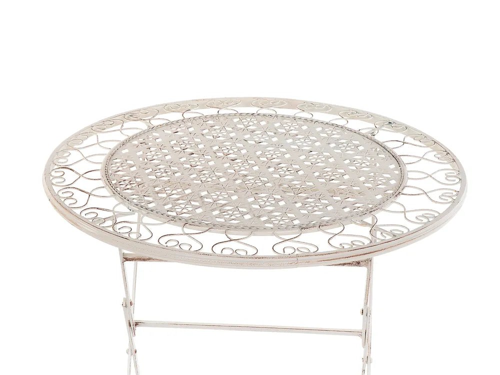 Bistro Set Folding Metal Light Beige Gideon