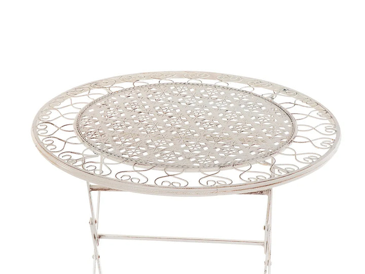 Bistro Set Folding Metal Light Beige Gideon