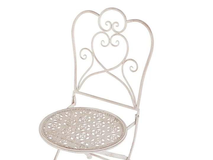 Bistro Set Folding Metal Light Beige Gideon