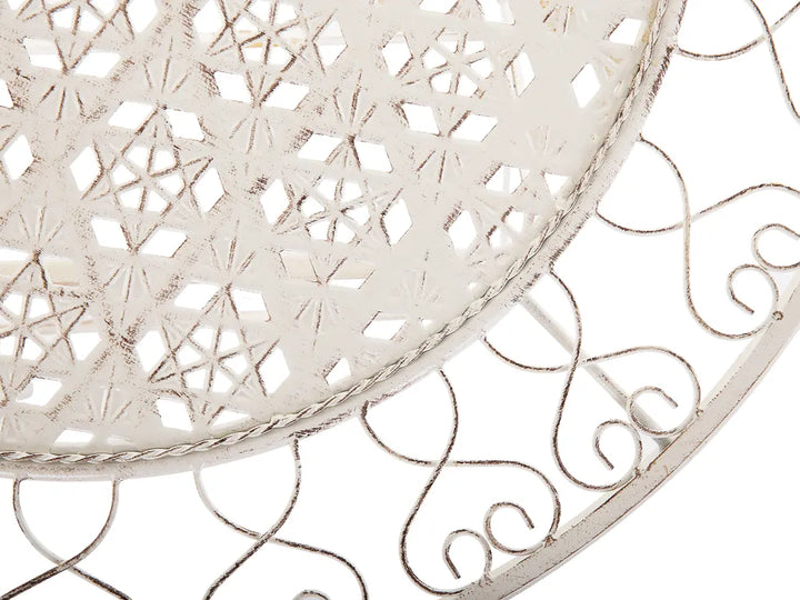Bistro Set Folding Metal Light Beige Gideon