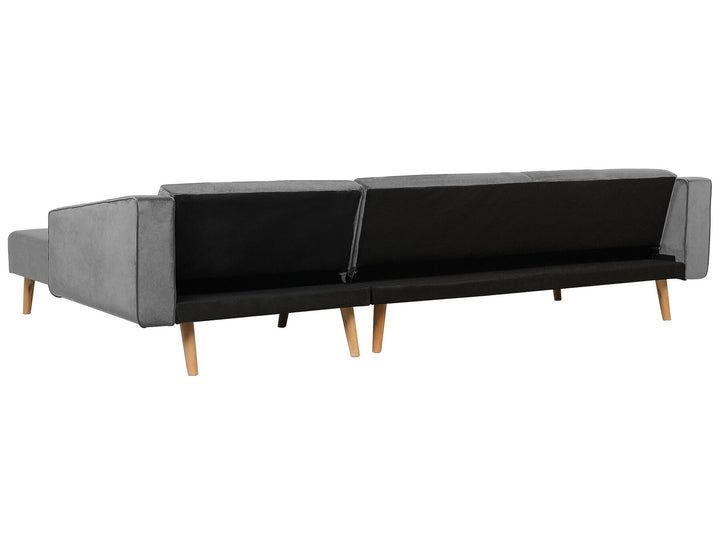 Vadso Left Hand Velvet Corner Sofa Bed Grey
