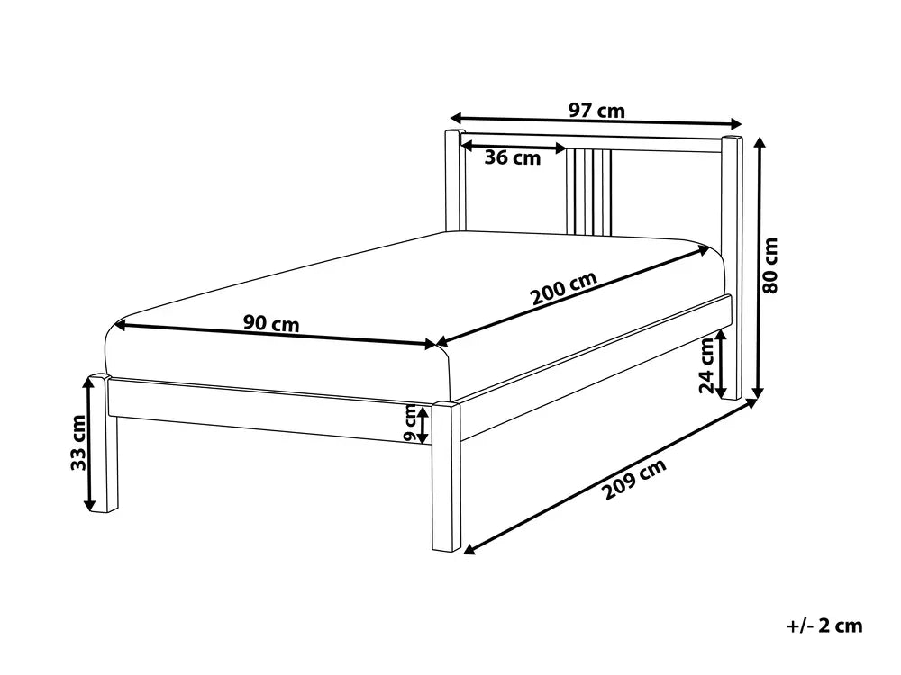 Bed Pine Wood 90 x 200 cm (EU Single) White Sarah