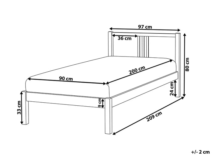 Bed Pine Wood 90 x 200 cm (EU Single) White Sarah