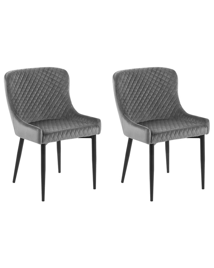Set of 2 Dining Chairs Velvet Grey Demi