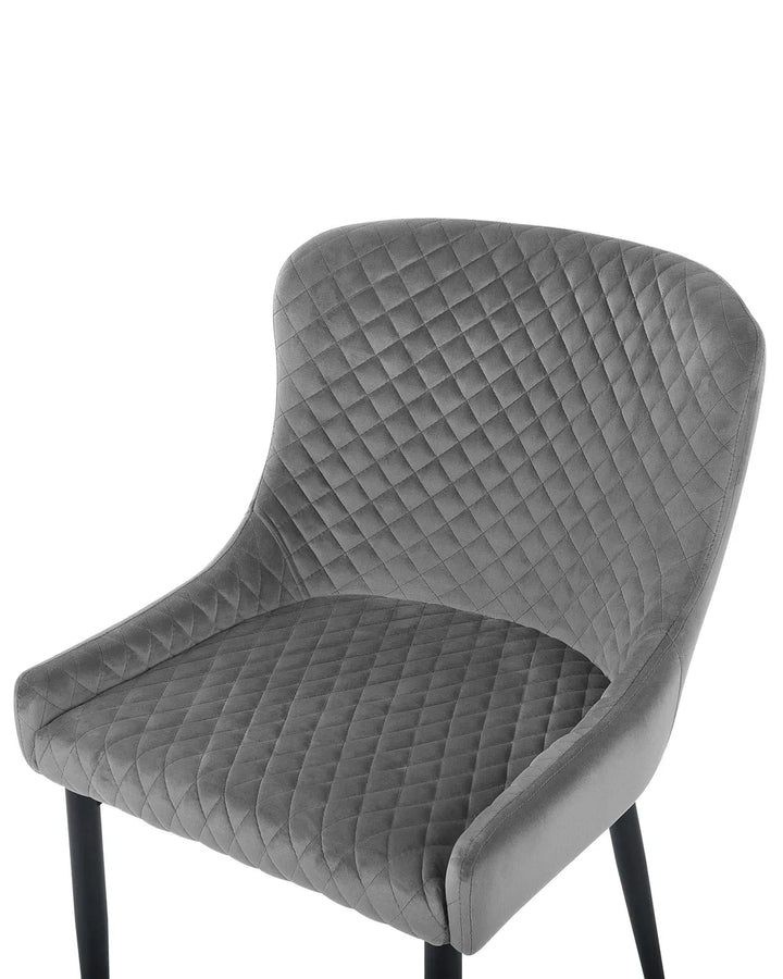 Set of 2 Dining Chairs Velvet Grey Demi