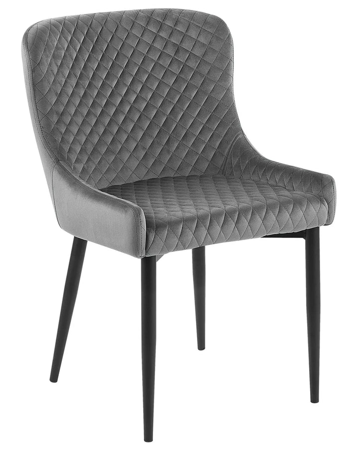Set of 2 Dining Chairs Velvet Grey Demi